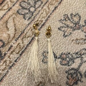 Uncommon James Gold and Cream Tassel Earrings